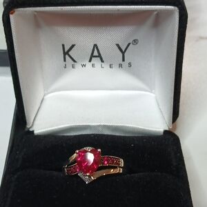 VALENTINE'S DAY Heart Ring Lab-Created Rubies Set In Sterling Silver